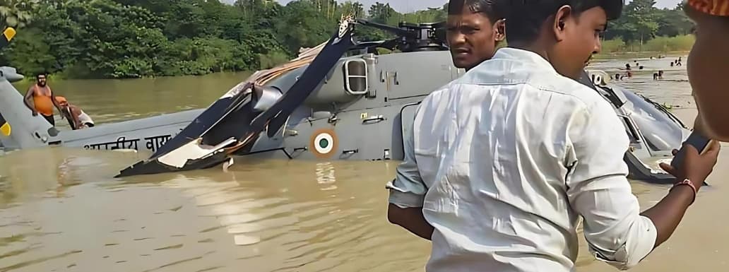 IAF Helicopter Crash-Lands While Assisting Bihar Flood Relief